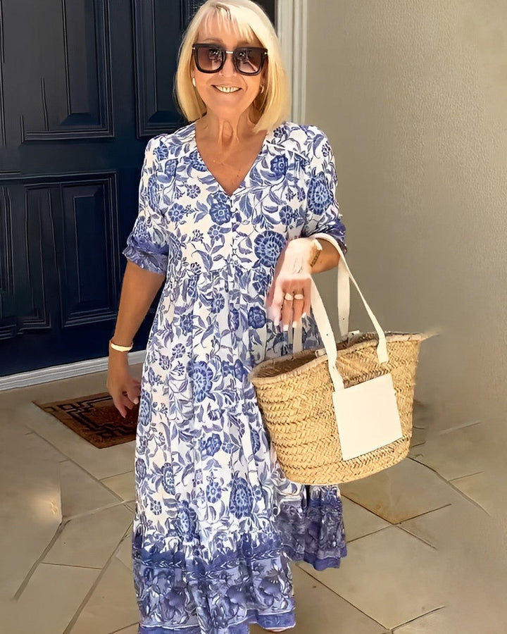 Candice | Elegant floral dress with a V-neck