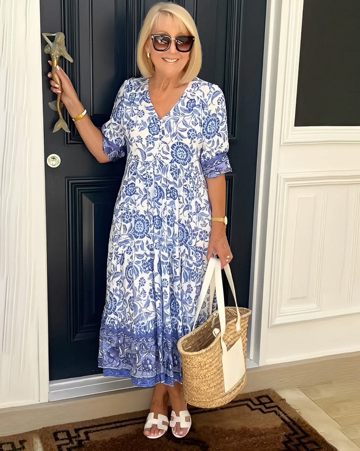 Candice | Elegant floral dress with a V-neck