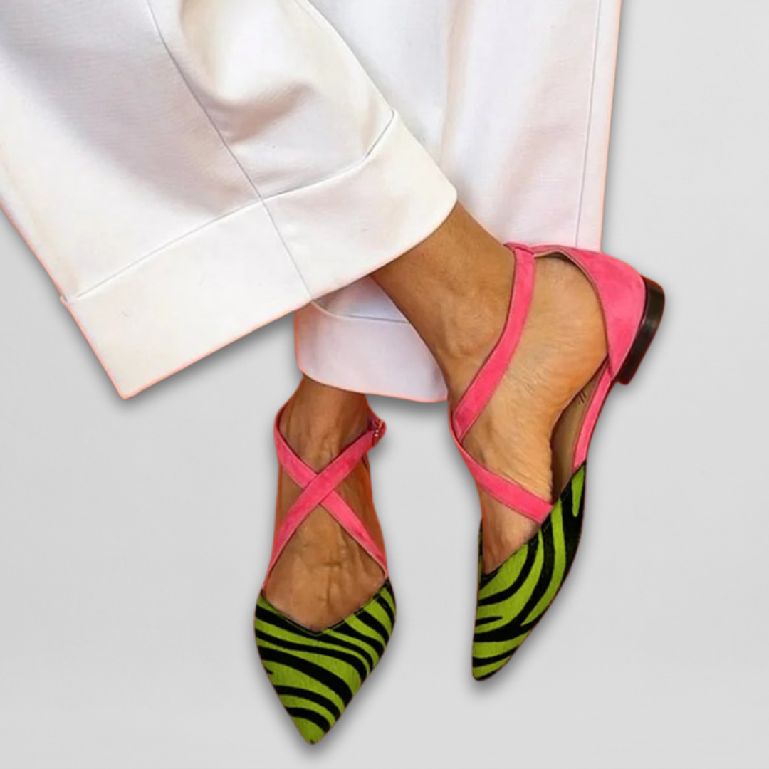 Amelia | Zebra Strap Ballet Flats