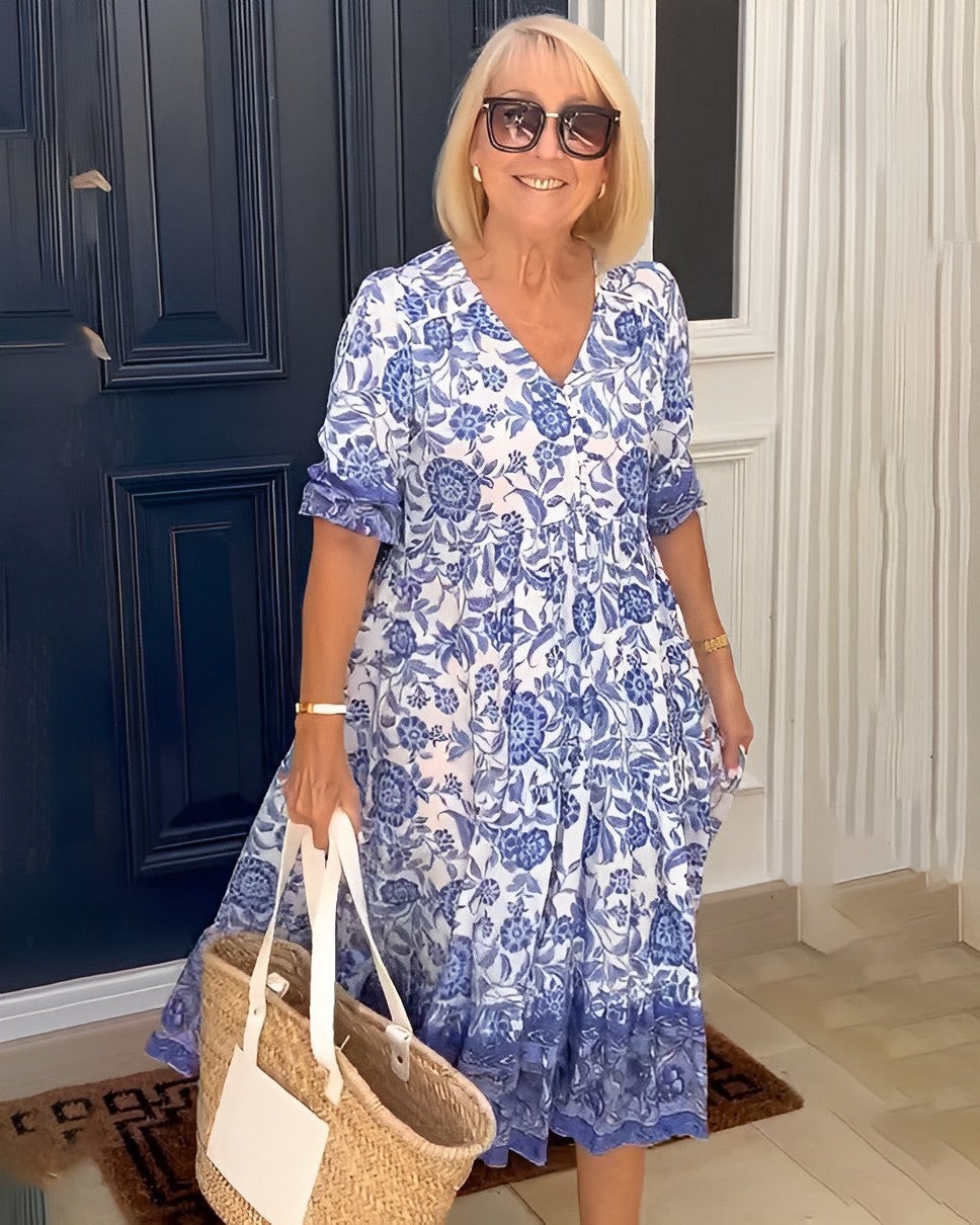 Candice | Elegant floral dress with a V-neck
