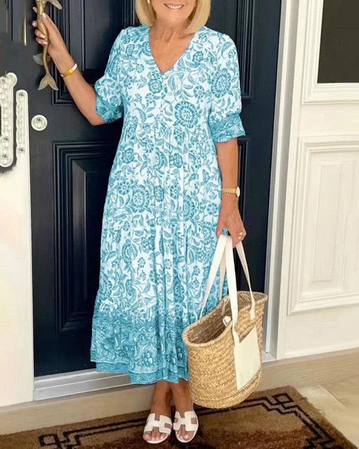 Candice | Elegant floral dress with a V-neck