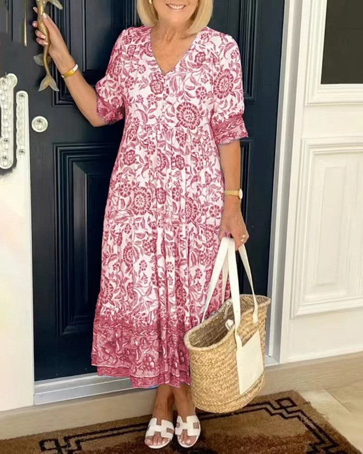 Candice | Elegant floral dress with a V-neck